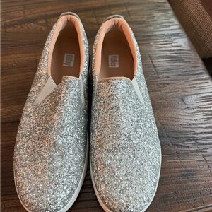 Fitflop Silver Glitter Slip-On Flats